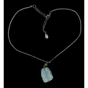Baked Beads Aqua Glass Pendant Necklace